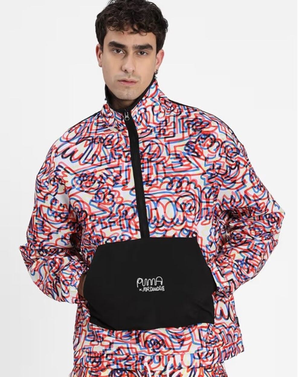 PUMA x Mr Doodle Anorak AOP Graffiti Print Pullover Men's Small Windbreaker